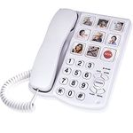 Big Button Phones for Elderly and Dementia Sufferers Loud Ringer House Landline Telephone with Speed Dialing Volume Control, Hands-free Corded Phones for Hearing, Visually Impaired