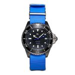 Rotate North - Men’s Mechanical Diver Watch, Stainless Steel, Durable, Versatile and Waterproof, Protected by Sapphire Crystal, with Vegan Performance Strap (Atlantic), Vault Blue, Diver,Mechanical