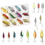 Fishing Spoon Lure Set Metal Baits for Trout, Char and Perch Fishing with Tackle Box (Pack of 12)