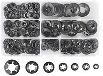 280 Pcs Internal Tooth Lock Washers, Push On Speed Clips Quick Speed Locking Washers M3 M4 M5 M6 M8 M10 M12 Locking Washers Fasteners Assortment Kit (7 Sizes, Black)