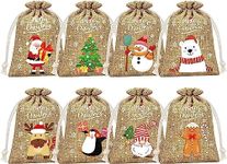 24 Pcs Christmas Linen Bags, with D