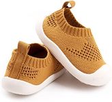 Baby First-Walking Shoes 1-4 Years Kid Shoes Trainers Toddler Infant Boys Girls Soft Sole Non Slip Cotton Canvas Mesh Breathable Lightweight TPR Material Slip-on Sneakers Outdoor, #1 Yellow, 6 Toddler