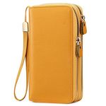 SENDEFN RFID Blocking Leather Zip Around Large Wallet for Women Credit Card Cluch Holder Phone Wristlet with Zipper Pocket