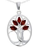 Genuine Cognac Baltic Amber & Sterling Silver Tree of Life Pendant without Chain - GL364C