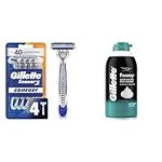 Gillette Sensor3 Men's Disposable Razor, 4 Razors (packaging may vary) & Foamy Shaving Cream, Sensitive Skin, 11 Ounce