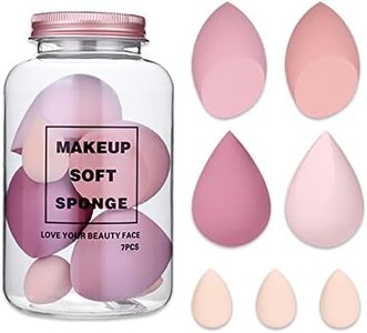 COSCANA®, 7 Pcs Makeup Sponge Set, Foundation Blending Beauty Sponge, Flawless for Liquid Powders and Creams, (Pink)