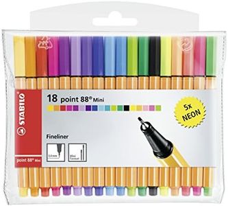 STABILO Fineliner - point 88 Mini Wallet of 18 Assorted Colours incl 5 Neon