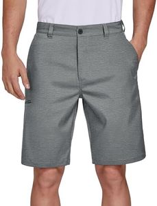 PULI Men's Boardshort Shorts Golf Stretch Casual Chino Hybrid Dress Flat Front Lightweight Quick Dry with Pockets Grey 30