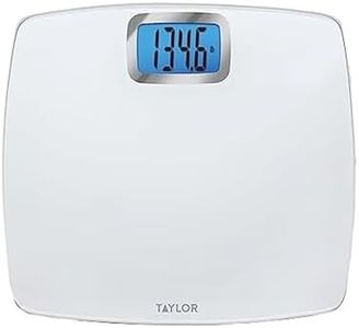 Taylor Precision Products Digital Scales for Body Weight, Extra High Accurate 440 LB Capacity, Unique Blue LCD, Bright White Finish Extra Large Platform, 12.2 x 13.5 Inches, White