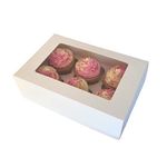 Bake Pro | 25 x Premium 6 Cupcake Box | WHITE | Recyclable | Easy Pop Up Construction | Adjustable Insert for Cupcakes or Muffins | Made in the UK