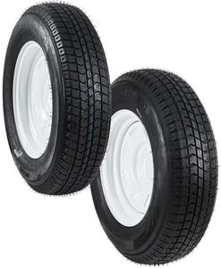 Garvee 2-Pack Trailer Tires On Rim ST205/75D15 205/75/15 175/80-13, Load Range C, 6PR, 5 Lug 15 In. White Spoke Wheel, 5 On 4.5" Durable Trailer Tire Travel/Camper/Utility/Boat, Set of 2