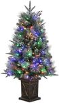 GAOMON 3 Ft Christmas Tree with 78 Multicolor Led Lights, Pre-Lit Artificial Christmas Trees with Arc Potted Base, Snow Flocked, 8 Lighting Modes, Battery Operated, Xmas Tree for Home Decor