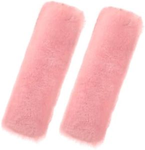 Andalus Brands 2 Pack Genuine Merino Wool Sheepskin Seat Belt Cover – Soft Shoulder Pad, Neck Cushion Protector – Authentic Car Accessories (Soft Pink)