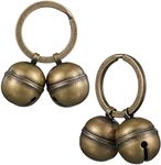 Ripeng 2 Strings in 4 Pieces Dog Bells Cat Bells for Collar Loud Brass Pet Bells with Key Rings Pet Pendant Accessories Pet Tracker for Training, Brass, brass