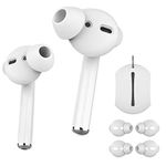 AhaStyle Silicone Earbuds Covers Ear Tips Silicone - Earplugs Covers 3 Pairs Anti-slip with Silicone Storage Hook Pouch Compatible with Apple AirPods 2 & 1 or EarPods (3 Pairs Small, White)