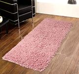 Saral Home Easy Living Cotton Shaggy Anti-Skid Runner (Pink, 45X120 cm)