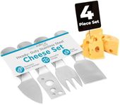 Internet's Best 4 Piece Stainless Steel Cheese Knife Set - Charcuterie Knives Set with Cutter, Slicer, Fork & Spreader – Dishwasher Safe - Ideal Cheese Board Knives for Hard, Soft, Crumble, Cheeses