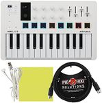 Arturia MiniLab 3 Portable MIDI Keyboard Controller with Pig Hog MIDI Cable & Polishing Cloth - 25 Key MIDI Controller, White Mini Keyboard for Recording Studio, Music Equipment with Software Included