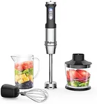 Magiccos Immersion Stick Hand Blender - Variable Speeds & Turbo Function, 800W Powerful Motor, For Shakes & Smoothies, Baby Food & Soup, Whisk, 800ml Beaker, 500ml Chopper Bowl, For Home Use