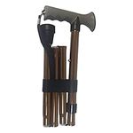 LIFE Healthcare Walking Stick – Gel Handle Comfort Grip Collapsible Folding Cane for Men & Women - Adjustable Length - Brown