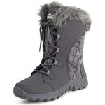 Polar Womens Quilted Faux Fur Cuff Winter Duck Rubber Sole Durable Snow Rain Outdoor Boots - Grey Camouflage - UK3/EU36 - YC0655