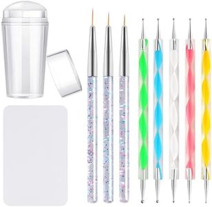 Kalolary Nail Art Stamper, Tampons à Ongle à Gelée et Grattoir, 3 Pièces Nail Art Design Pinceaux, 5 Pièces Nail Dotting Drawing Pens, Jelly Stamper French Smile DIY Outils de Manucure