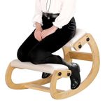 Predawn Adjustable Ergonomic Kneeling Chair – Height Customisable Rocking Posture Stool with Thick Cushions, Solid Wood Frame – Posture Support Seat for Adults, Home Office or Meditation (Natural)