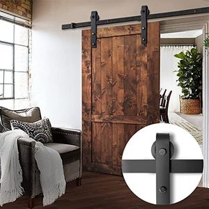 Cefito Sliding Barn Door Hardware, 3.66m Bypass Barns Doors Rail Track Slide Gate Roller Kit Wall Mount for Home Office Bedroom Garage, Carry up to 120kg Smooth Black