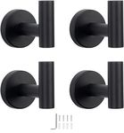 NearMoon Bath Towel Hooks- SUS 304 Stainless Steel Robe Hook Holder, Heavy Duty Coat Hook for Bathroom Livingroom Hotel Kitchen Garage, Wall Mounted-4 Pack (Matte Black)