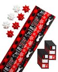 American Greetings Christmas Wrapping Paper Kit with Gridlines, Bows and Gift Tags, Red, Black and White, Plaid, Reindeer and Snowflakes (41-Count, 120 sq. ft.)