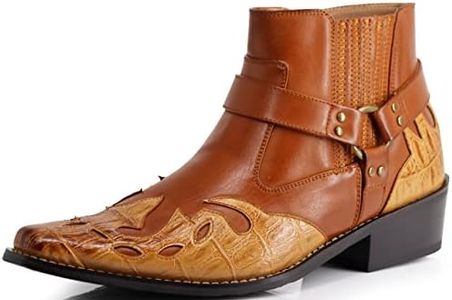 Enzo Romeo WT11 Men's Western Cowboy Motorcycle Ankle Boots (9.5 D(M) US, Brown)