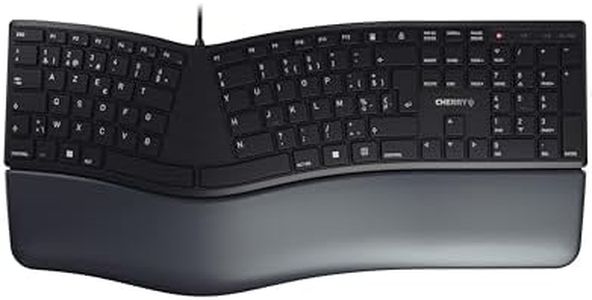 CHERRY KC 4500 ERGO, Teclado Ergonómico, Distribución de Teclado Belga (AZERTY), con Cable, Reposamuñecas Acolchado con Espuma de Memoria, Teclado Curvo, Negro