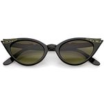 zeroUV - 50s Vintage Cat Eye Sunglasses for Womens with Rhinestones Pinup Girl Clothing Rockabilly Accessories (Black)