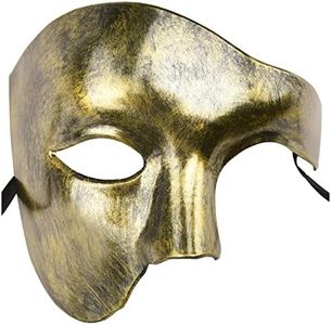 KEFAN Mens Mask Masquerade Mask Phantom of The Opera Half Face Mask (Gold)