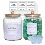 TAAMOG 2 Pack Half Gallon Glass Jars For Laundry Room Organization And Storage, Glass Containers With Bamboo Lids, 18 Pre-Printed Labels, 2 Measuring Cup, Airtight Seal, Dishwasher Safe