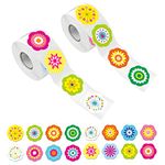 600 PCS Adorable Flower Stickers in 16 Designs with Perforated Line Expanded Version (Each measures 1.5" in diameter)