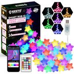 Gesto 5V Star Shape Serial String Lights - USB Smart Music Sync Led Lights with Remote and App Control,RGB Color Changing Fairy Lights for Room,Home Decor,Diwali Decoration,Christmas(5 Meter, 33 Led)