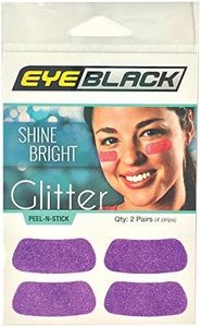 EyeBlack Under Eye Colorful Glitter Strips | Football, Baseball, Softball, Soccer | Great for Adults and Kids | Tailgating Fans, Sporting Events, Cheering Fans - 2 Pairs / 4 Strips - Purple