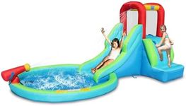 ACTION AIR Inflatable Waterslide, Bounce House with Slide for Wet and Dry, Kids Backyard Waterpark for Summer Fun, Water Gun & Mini Pool, Durable Sewn with Extra Thick Material, Idea for Kids