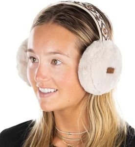 Funky Junque Adjustable Earmuffs - Aztec - Beige
