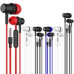 Earbuds Headphones with Microphone 6 Pack,Earbuds Wired Stereo Earphones in-Ear Headphones Bass Earbuds, Compatible with iPhone and Android Smartphones,iPod,iPad, MP3 Players,Fits All 3.5mm Interface