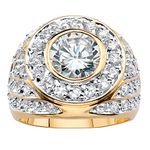 Palm Beach Jewelry Men's Round White Cubic Zirconia 14k Gold-Plated Geometric Cluster Ring Size 9