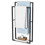 KES Freestanding Towel Rack 2-Tier Towel Bar, 38" H Towel Holder with Weighted Marble Base, Bathroom Towel Washcloths Shelf, Matte Black, BTH501-BK