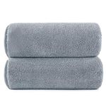 POLYTE Terry Twist Weave Microfiber Oversize Quick Dry Lint Free Bath Towel, 60 x 30 in, Pack of 2 (Gray)