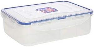 LOCK & LOCK Easy Essentials Food Storage lids/Airtight containers, BPA Free, Rectangle-54 oz-for Snacks (4 Section), Clear