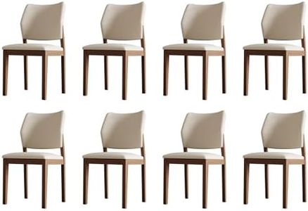 FHKJ Modern Dining Chairs Set of 8 – Stylish PU Leather High Backrest Dining Room Chair, Upholstered Kitchen Side Chairs with Brown Solid Wood Legs – No Assembly Required