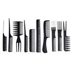 10PCS Black Hair Comb Professional Salon Hairdressing Hair Stylists Styling Comb set kit Multifunction Anti-Static Barbers Brush Combs Tool for Women Men Kids