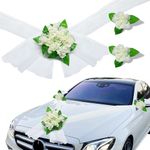 ElekTonny Car Wedding Decorations Kit,Fake Flowers Decals for Wedding Car Decoration,Honeymoon Wedding Decorations for Automotive,Photo Props Wedding