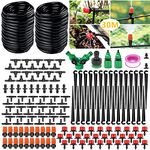 Drip Irrigation System 30M DIY Auto Drip Irrigation Kit,100FT Irrigation Pipe, Irrigation Sprinklers, Drip Watering System Garden Plant Watering Devices for Flower Bed, Patio, Garden Greenhouse Plants