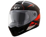 Vega Ryker Bolder ISI Certified Gloss Finish Full Face Dual Visor Helmet for Men and Women Outer Clear Visor and Inner Smoke Sun Visor(Black Orange, Size:L)